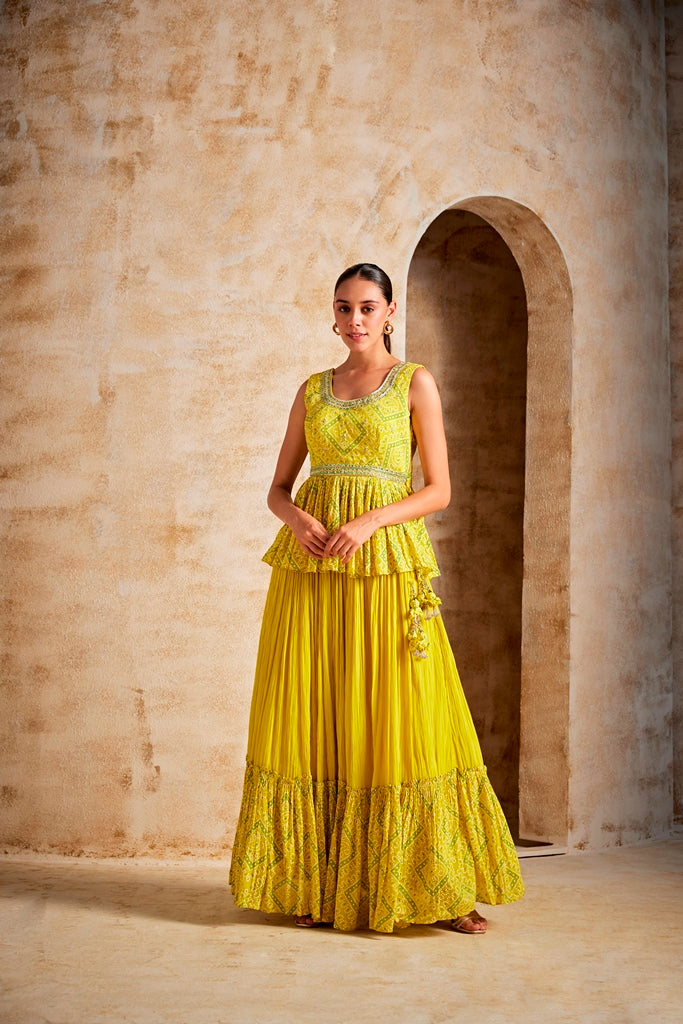 Neerus Women Lemon Colour Suit Set