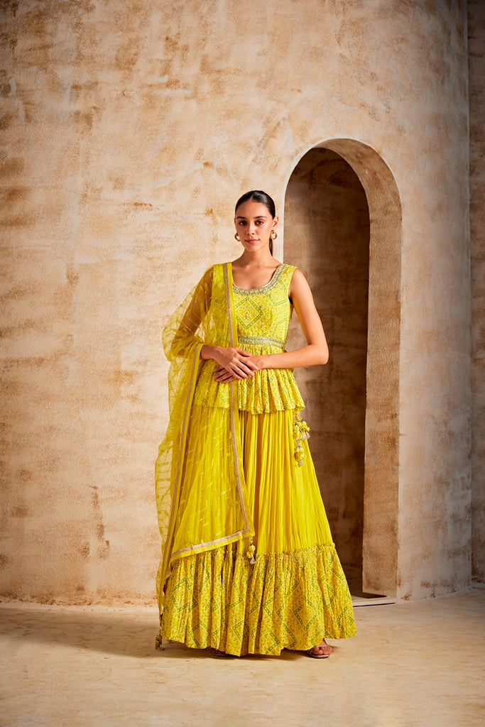 Neerus Women Lemon Colour Suit Set