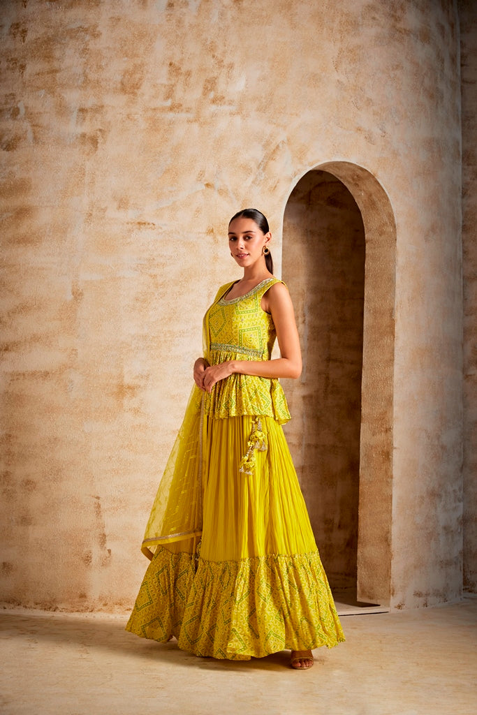 Neerus Women Lemon Colour Suit Set