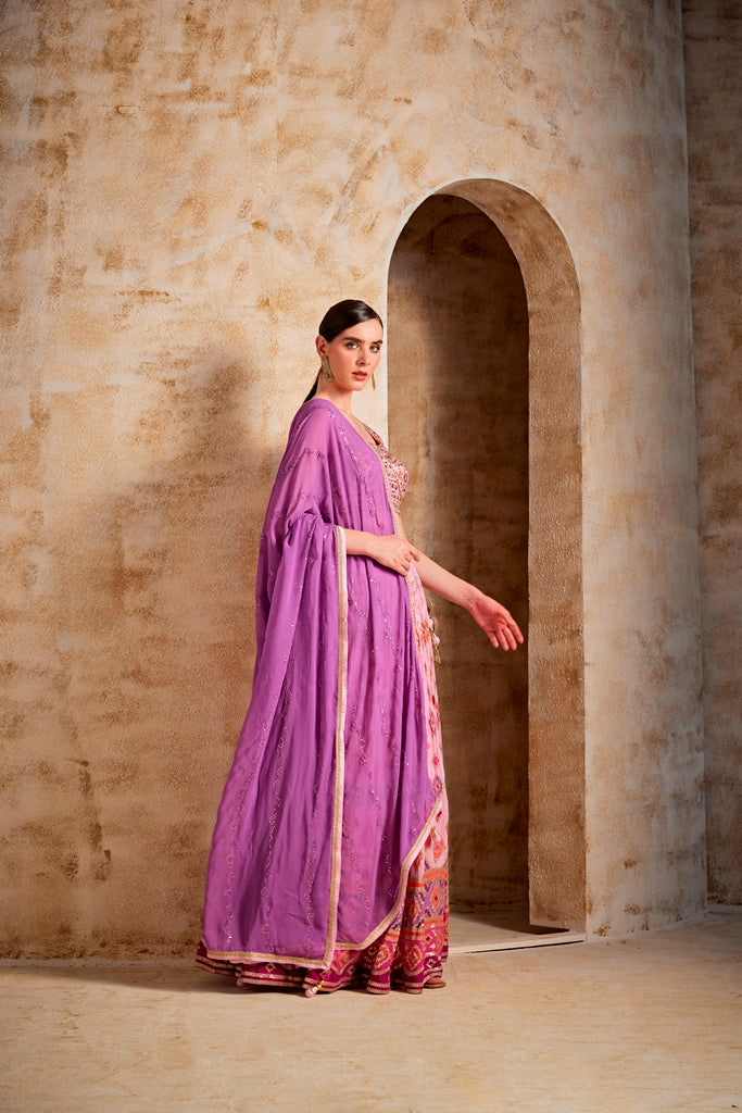 Neerus Baby Pink Color Banaras Fabric Ghagra Set