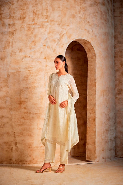 NEERU'S WOMEN CREAM COLOR SUIT SET