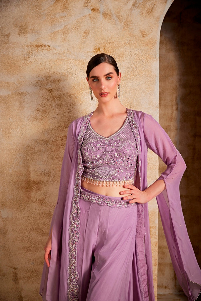 NEERU'S WOMEN LILAC COLOR SUIT SET