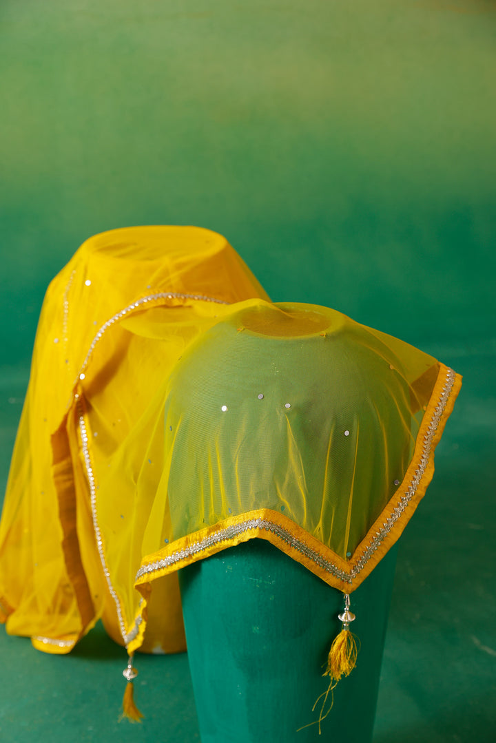 Neerus Yellow Embroidery Georgette Fabric Suit Set.