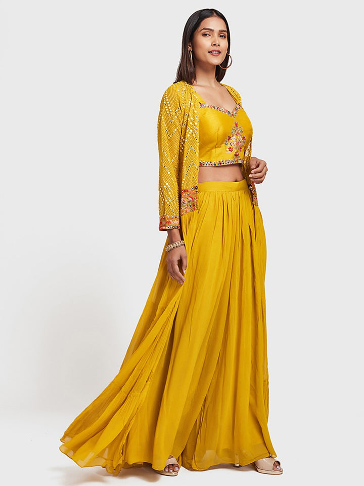 Neerus Yellow Color Georgette Fabric Suit-Fusion