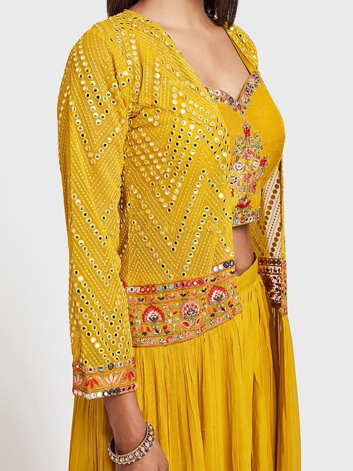 Neerus Yellow Color Georgette Fabric Suit-Fusion