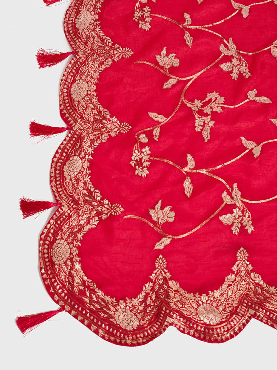 Neerus Yellow silk flared lehenga set - detail view 2