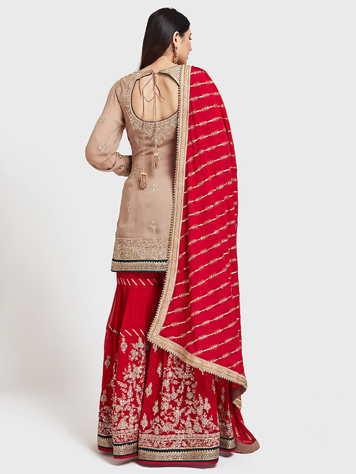 Neerus Beige Color Georgette Fabric Ghagra Set