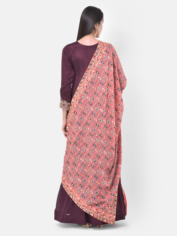 Neerus Purple Embroidered Anarkali Kurta With Dupatta
