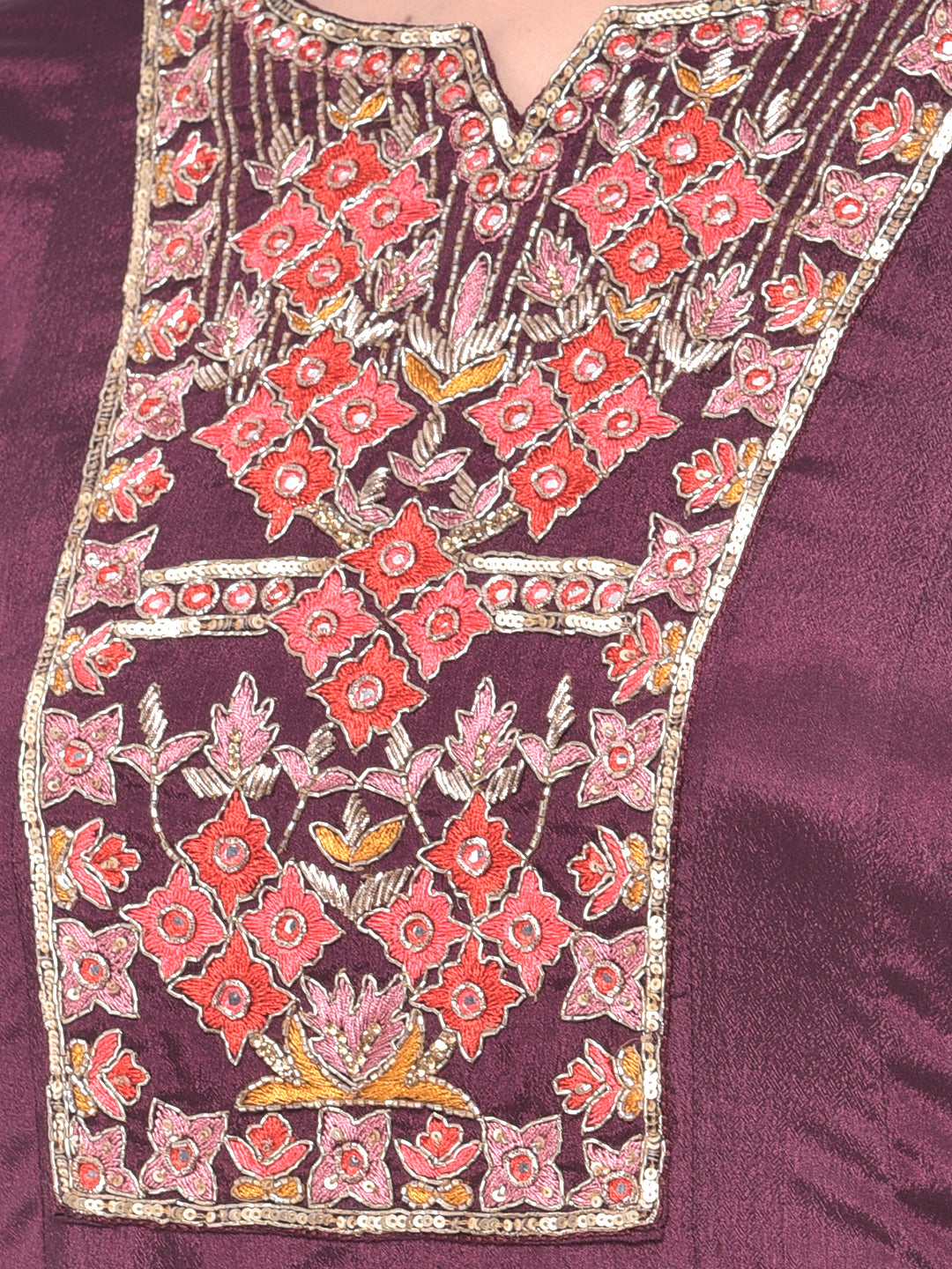 Neerus Purple Embroidered Anarkali Kurta With Dupatta