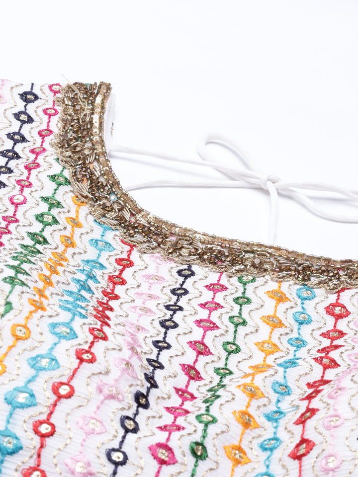 Neerus Pink Color Georgette Fabric Kurta Set