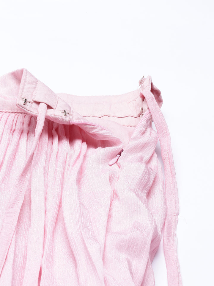 Neerus Pink Color Georgette Fabric Kurta Set