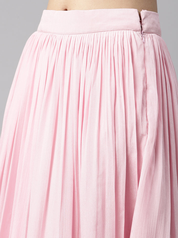 Neerus Pink Color Georgette Fabric Kurta Set