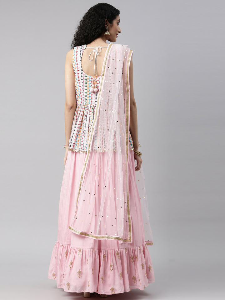 Neerus Pink Color Georgette Fabric Kurta Set