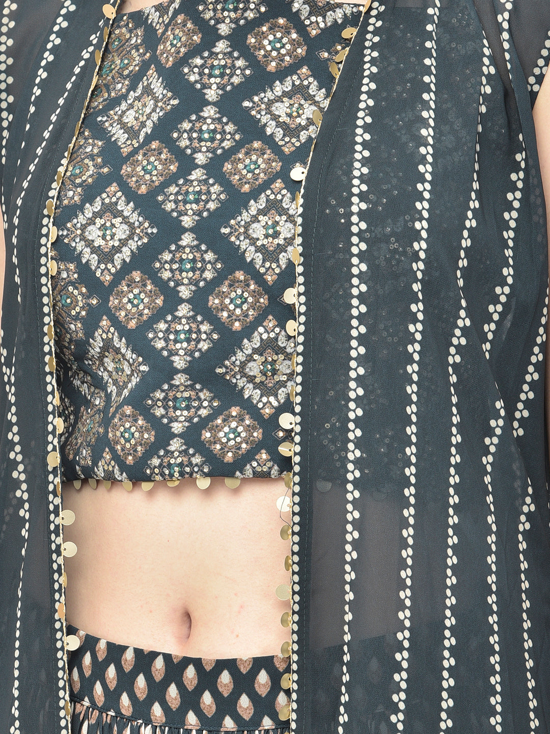 Neerus Peacock Color Georgette Fabric Suit Set