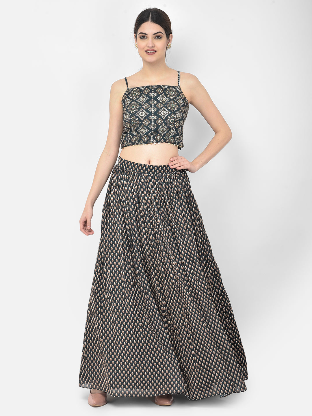 Neerus Peacock Color Georgette Fabric Suit Set