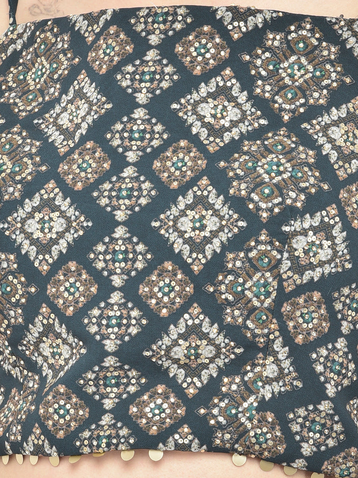 Neerus Peacock Color Georgette Fabric Suit Set