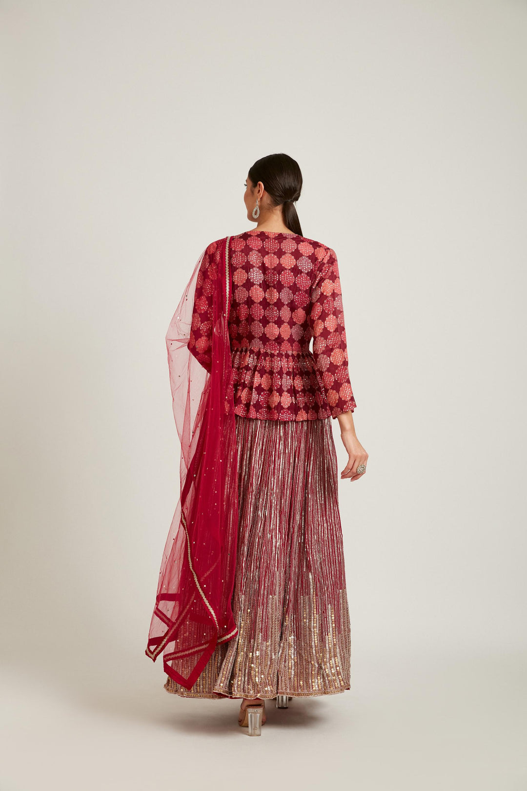 Neerus Magenta Color Georgette Fabric Kurta Set