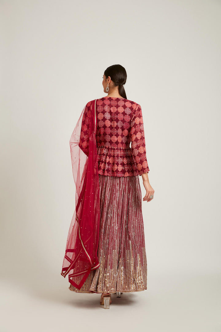 Neerus Magenta Color Georgette Fabric Kurta Set