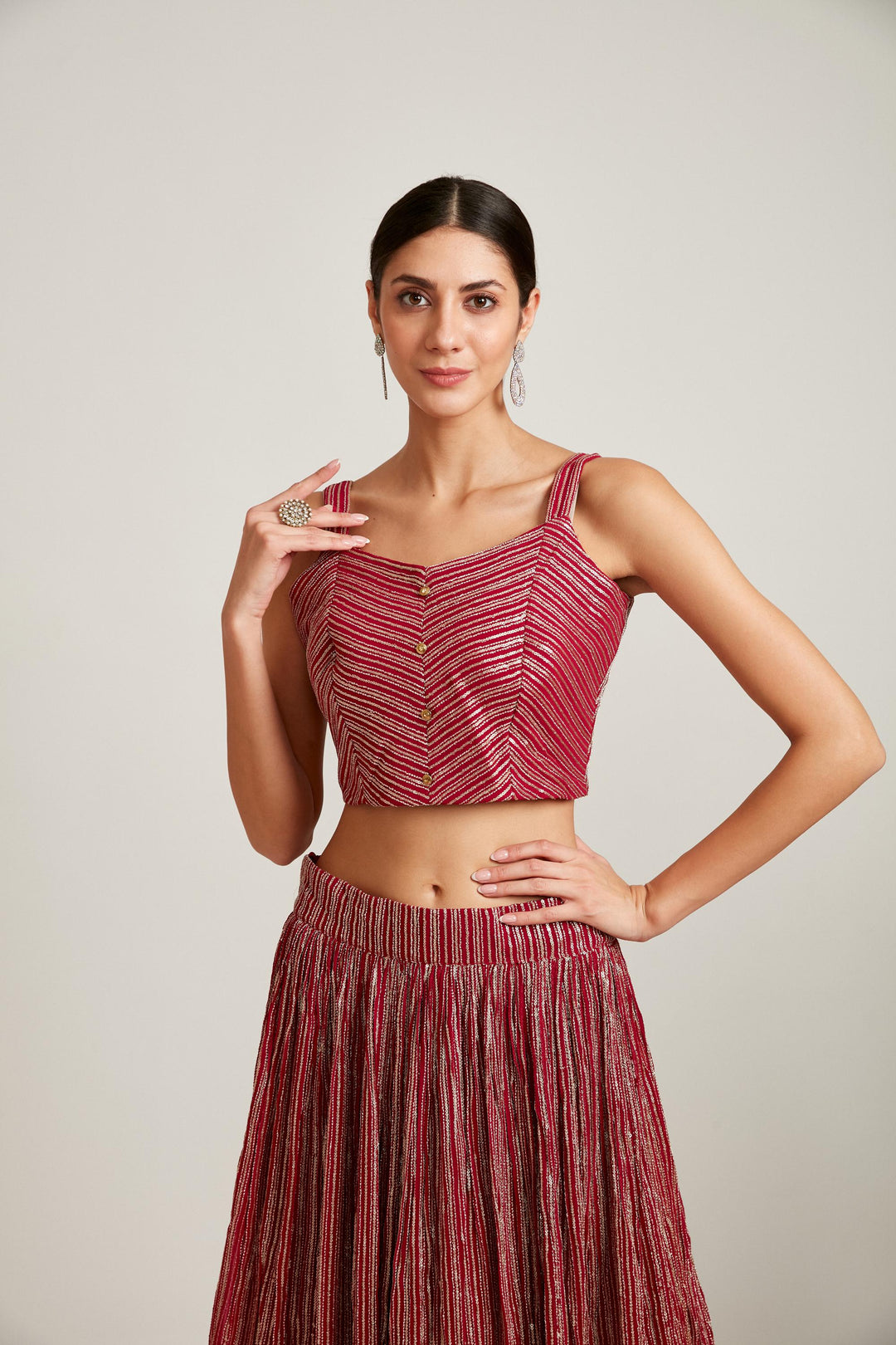 Neerus Magenta Color Georgette Fabric Kurta Set