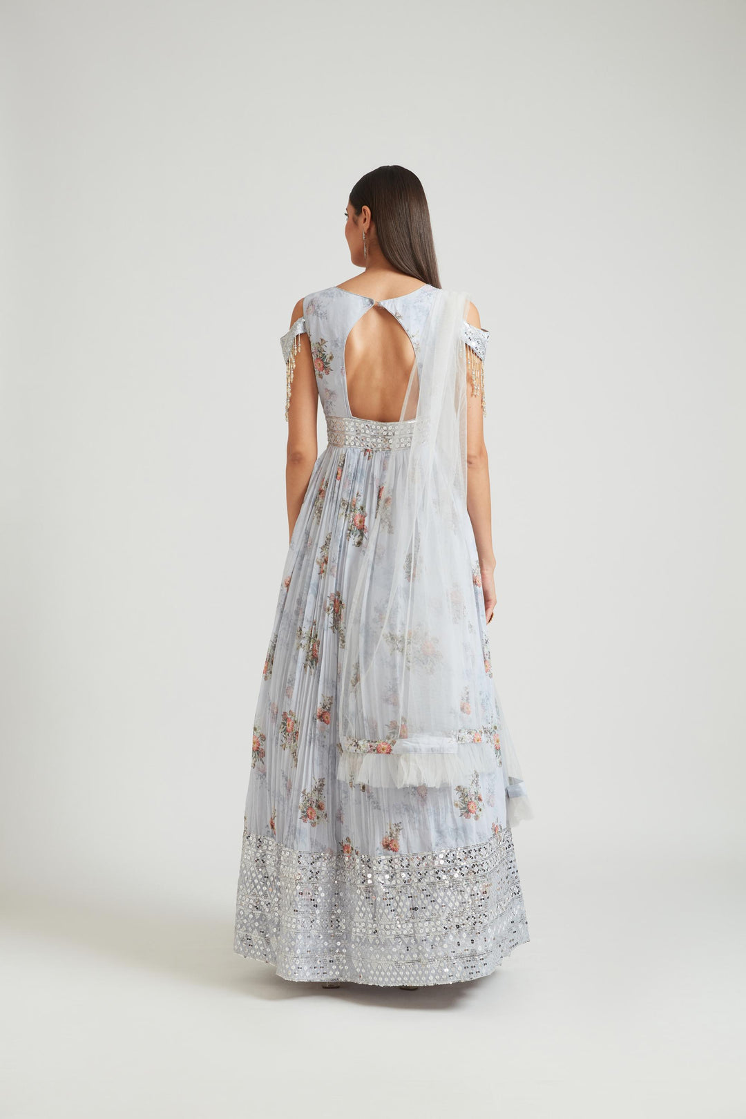 Neerus Grey Color Georgette Fabric Gown