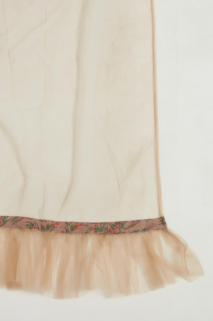 Neerus Beige georgette anarkali ethnic wear - detail view 4