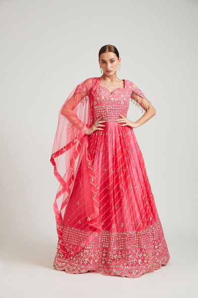 Neeru's Pink Color Georgette Fabric Gown