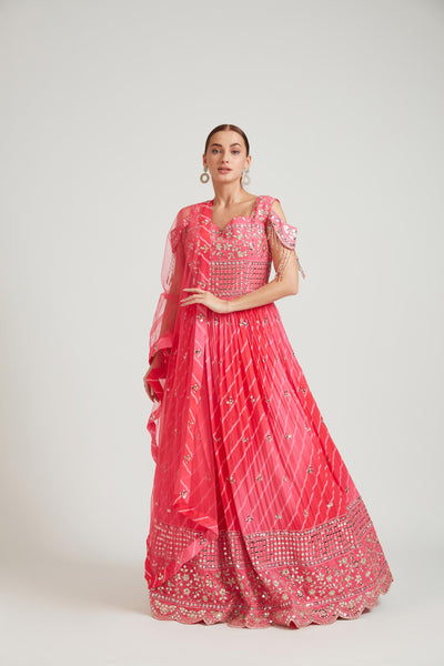 Neeru's Pink Color Georgette Fabric Gown