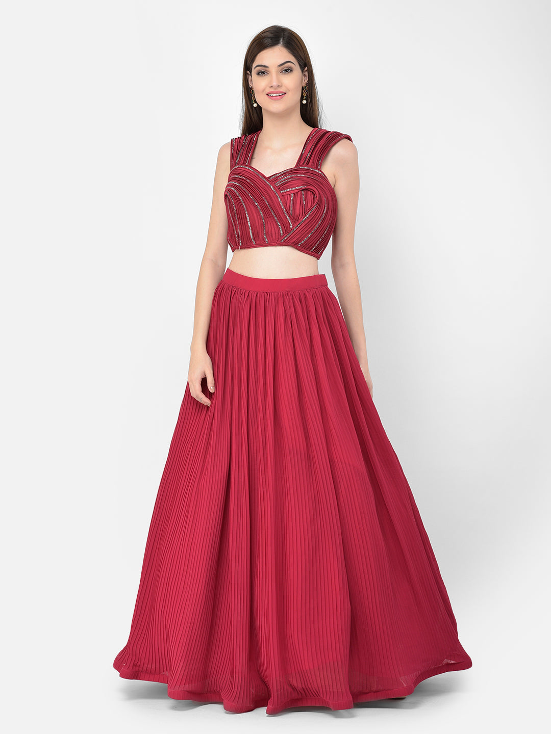 Neerus Rani Color Georgette Fabric Lehenga Choli
