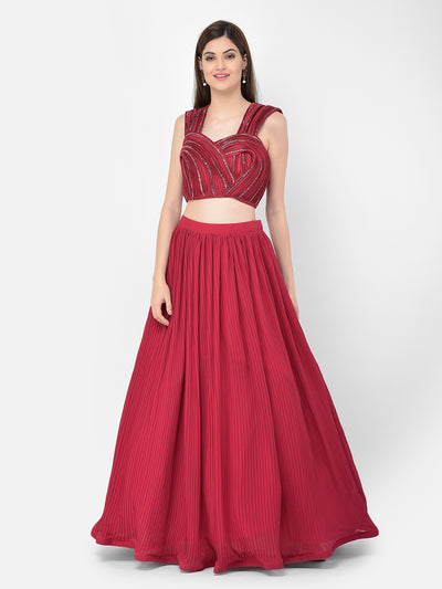 Neeru'S rani color, georgette fabric lehenga choli
