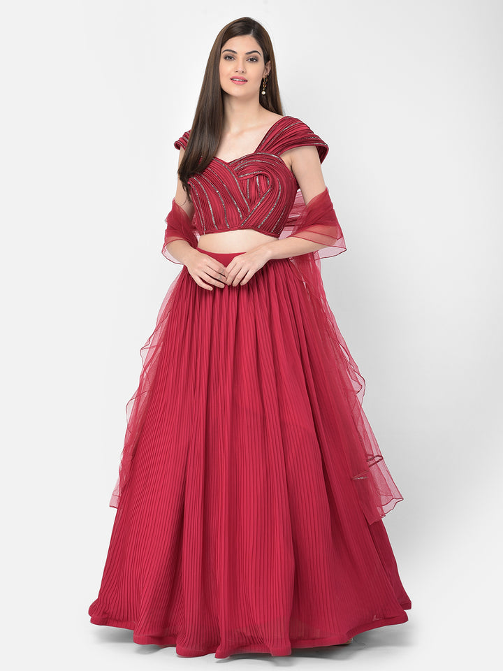 Neerus Rani Color Georgette Fabric Lehenga Choli