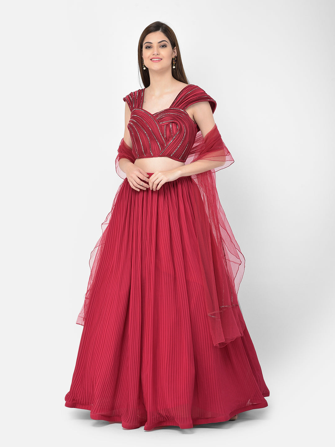 Neerus Rani Color Georgette Fabric Lehenga Choli