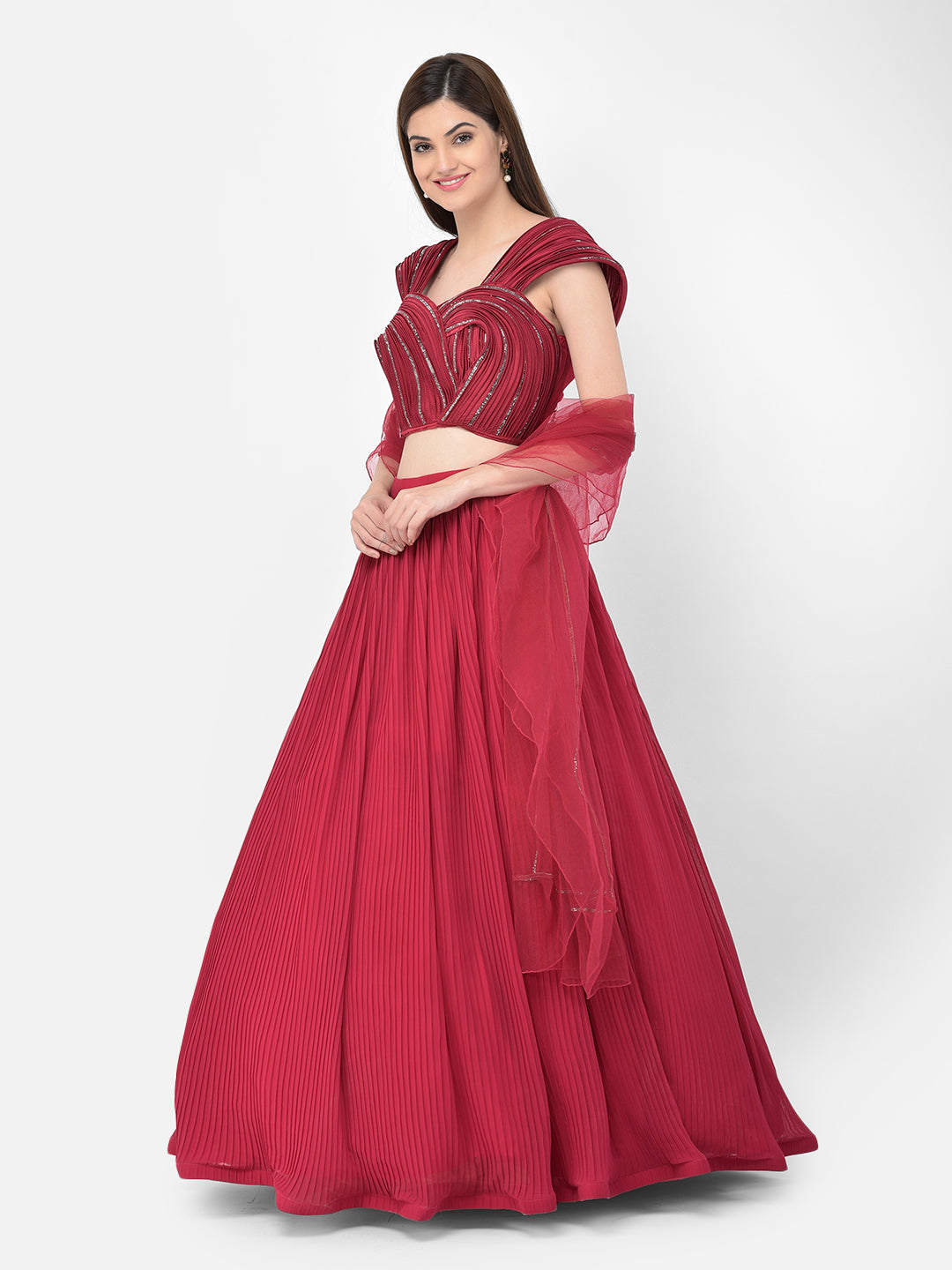 Neerus Rani Color Georgette Fabric Lehenga Choli