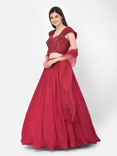 Neeru'S rani color, georgette fabric lehenga choli