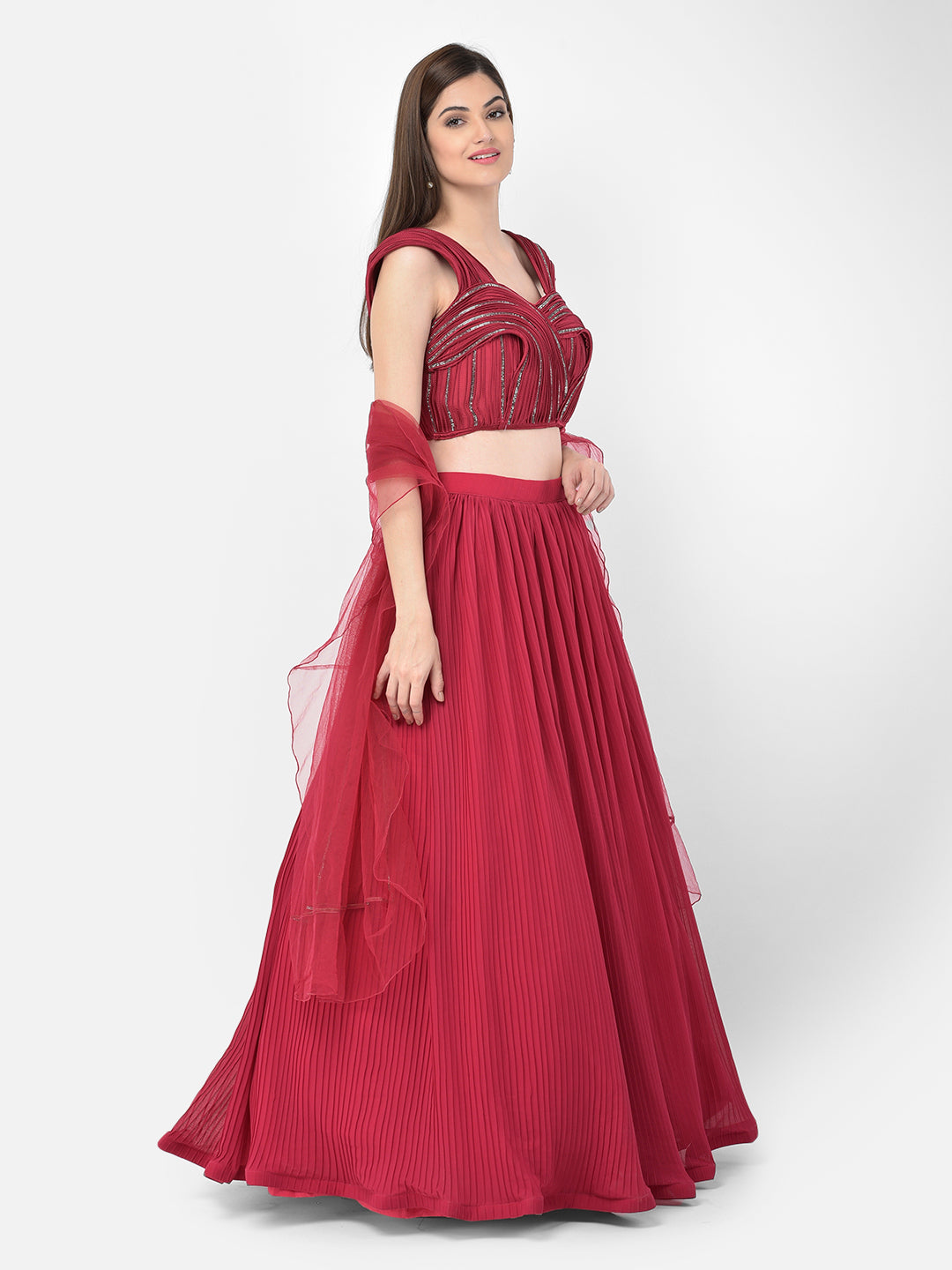 Neerus Rani Color Georgette Fabric Lehenga Choli