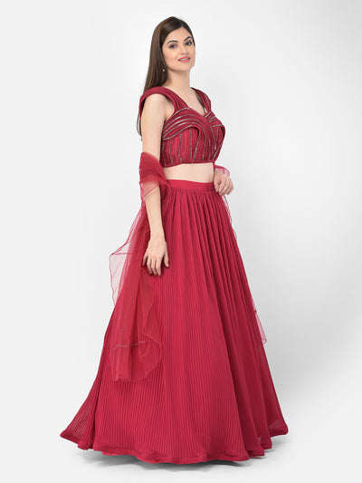 Neeru'S rani color, georgette fabric lehenga choli