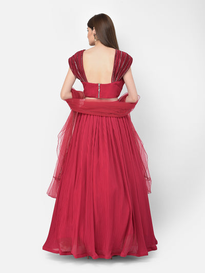 Neeru'S rani color, georgette fabric lehenga choli