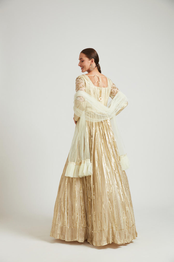 Neerus Gold georgette embroidered anarkali - detail view 2