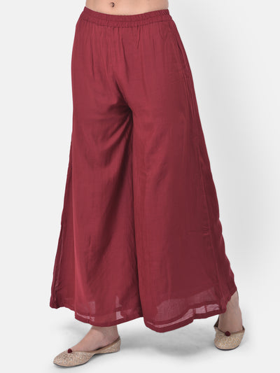 Neeru'S Maroon Color Banaras Fabric Suit-Plazzo
