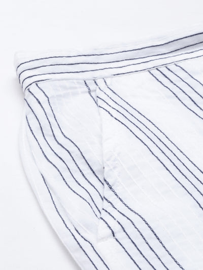 Neeru's White Black Color Cotton Fabric Pants