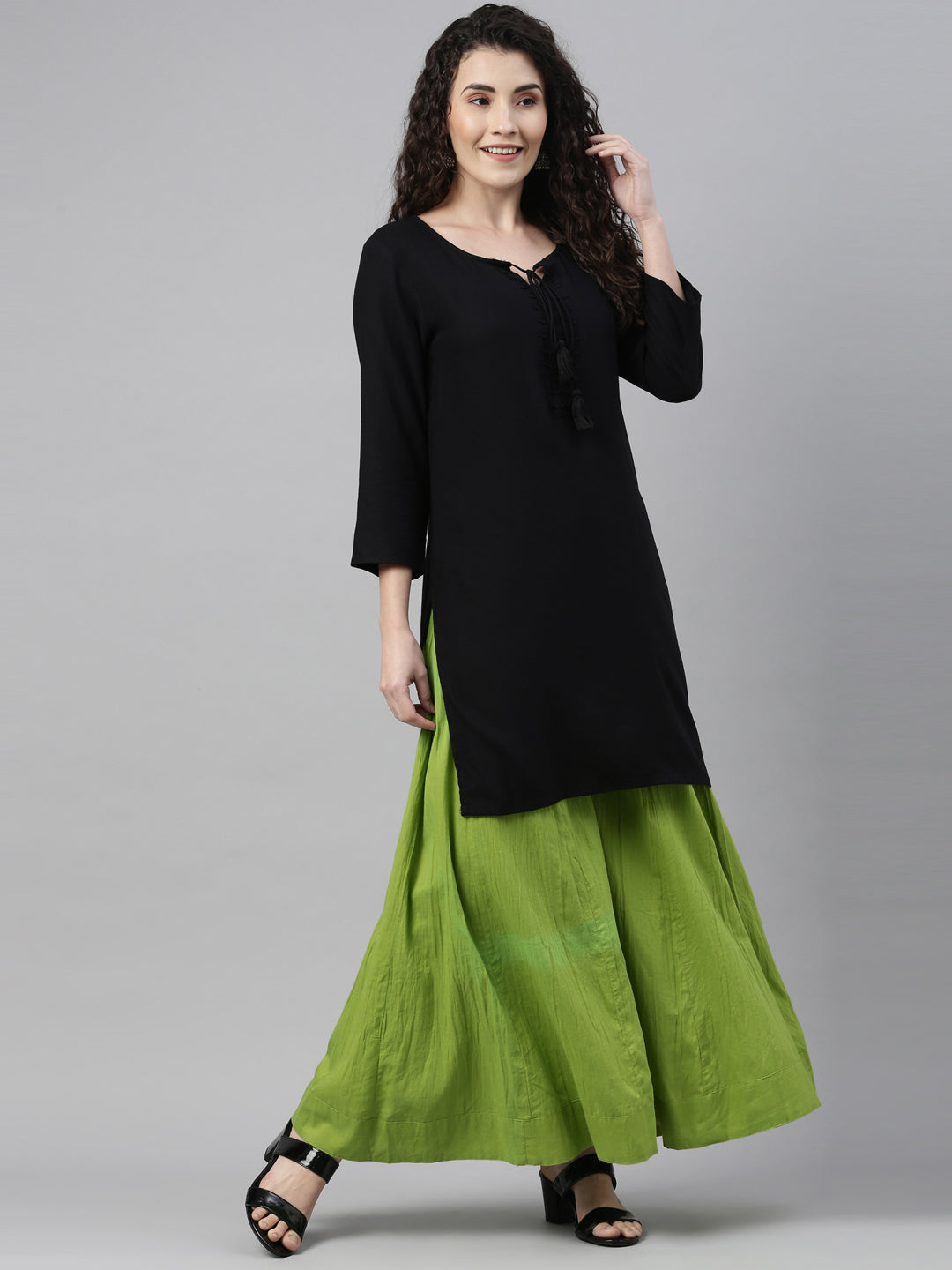 Neeru'S Lime Green Color Plazzo