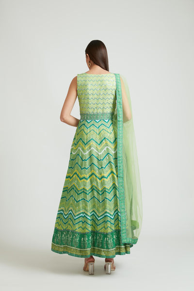 Neeru'S GREEN Color SILK Fabric Anarkali Suit Set