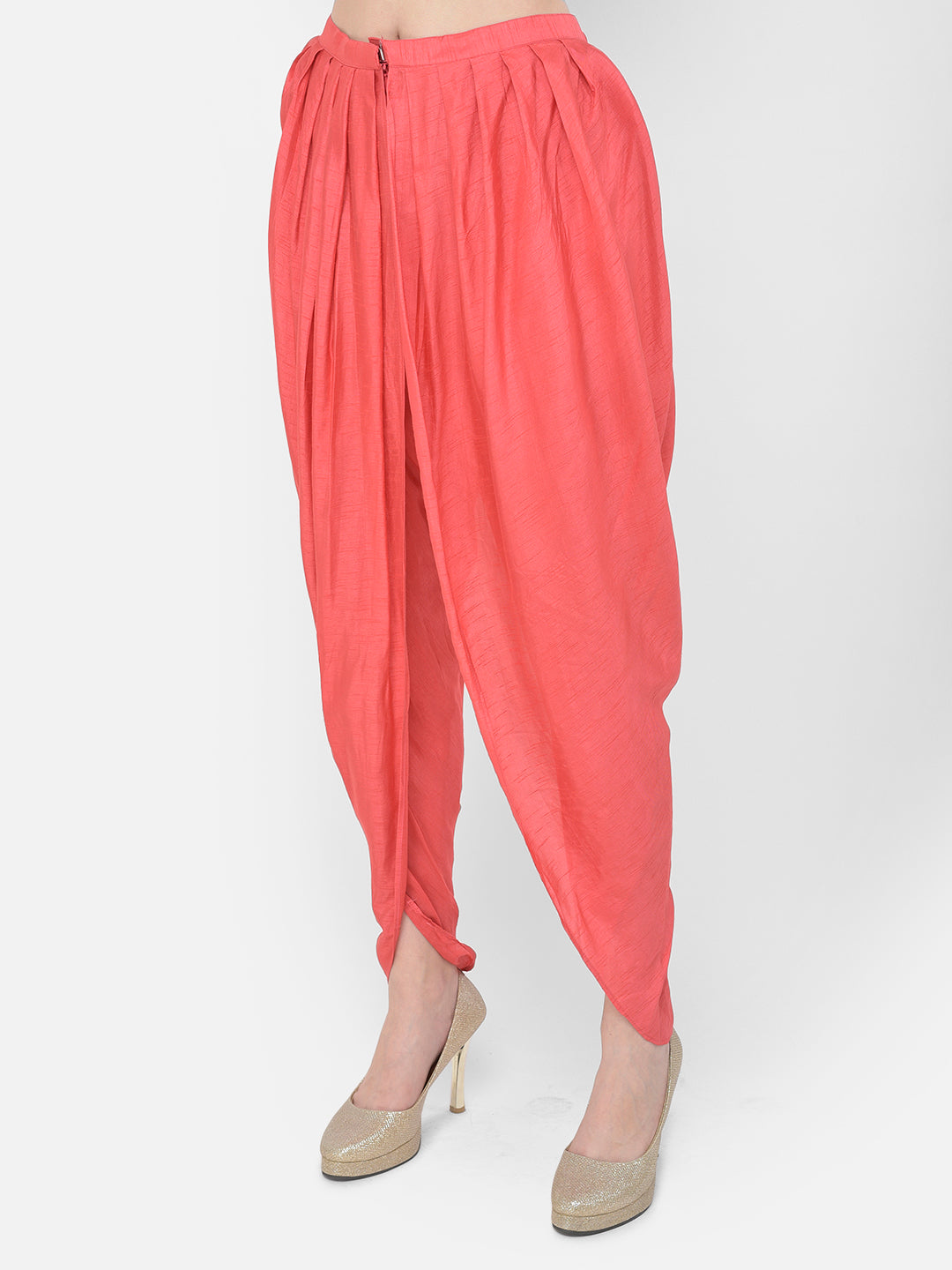 Neerus'S tomato color, silk fabric suit-pant