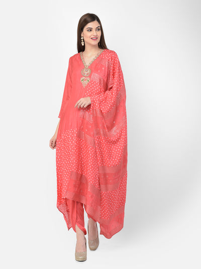 Neerus'S tomato color, silk fabric suit-pant