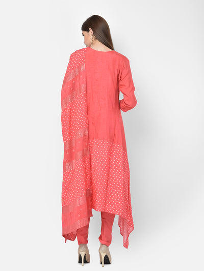 Neerus'S tomato color, silk fabric suit-pant