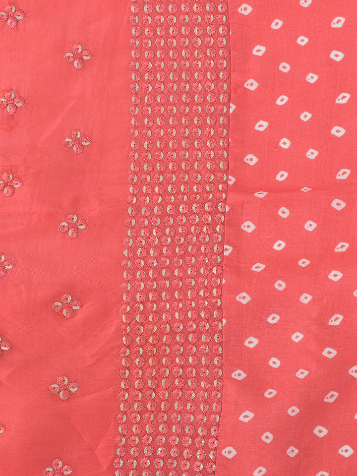 Neerus'S Tomato Color Silk Fabric Suit-Pant