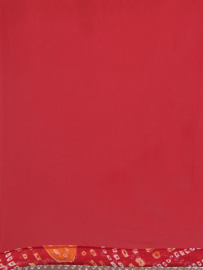 Neeru's Red Color Chiffon Fabric Suit Set