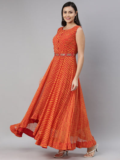 Neeru's Red Color Georgette Fabric Kurta