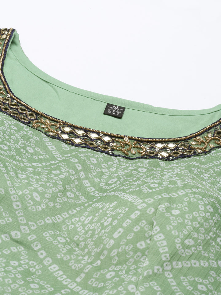 Neerus Green Color Chiffon Fabric Kurta