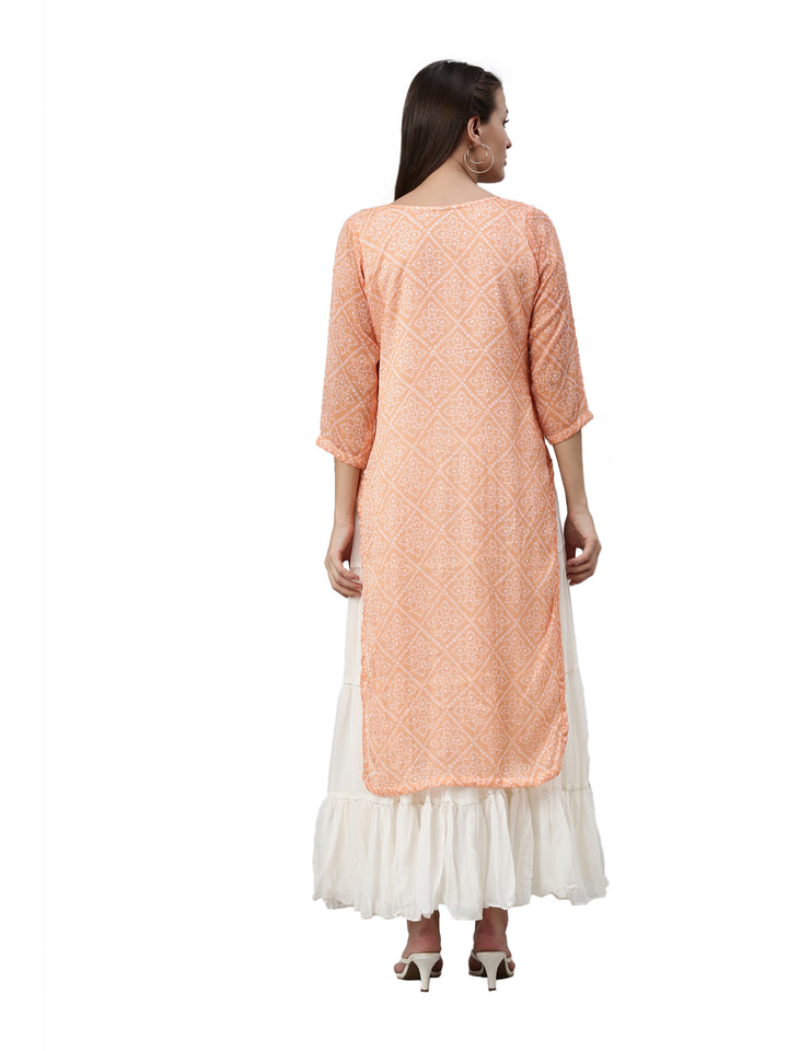 Neerus Pink Chanderi straight kurta - detail view 2