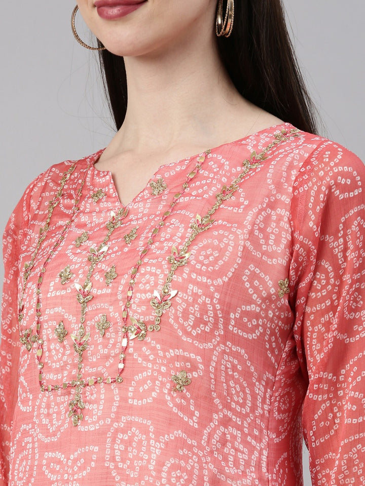Neerus Orange georgette printed kurti - detail view 6